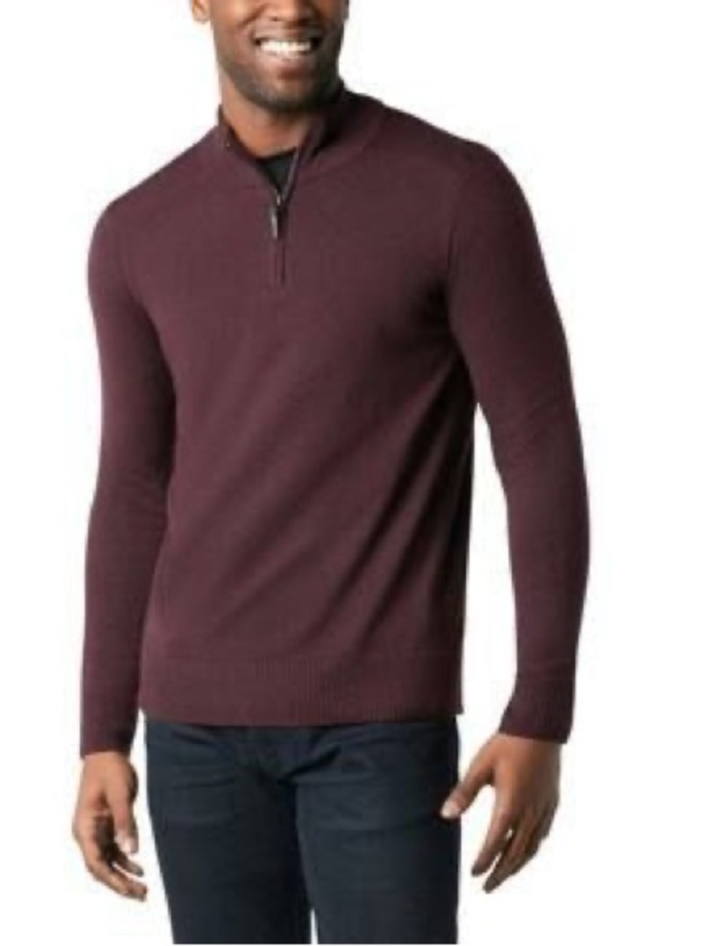 Smartwool Men's Smokewood Heather quarter Zip-Neck Sweater Burgundy Base layer L